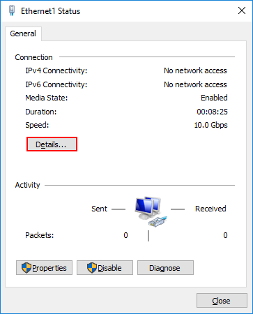 Ethernet Status - Details...