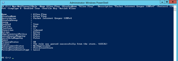 Powershell активация ICMPv4 ping на windows server 2012
